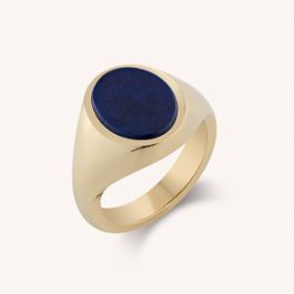 Stone Set Oval Signet Ring - Yellow, White Gold | Rebus Signet Rings