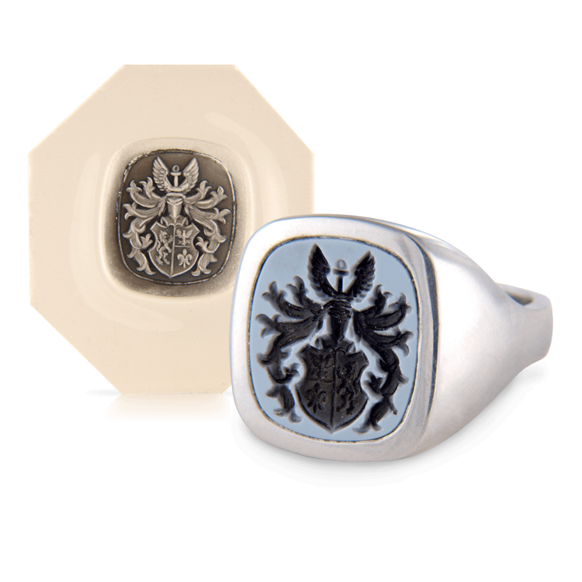 Sterling Silver Stone Set Cushion Signet Ring