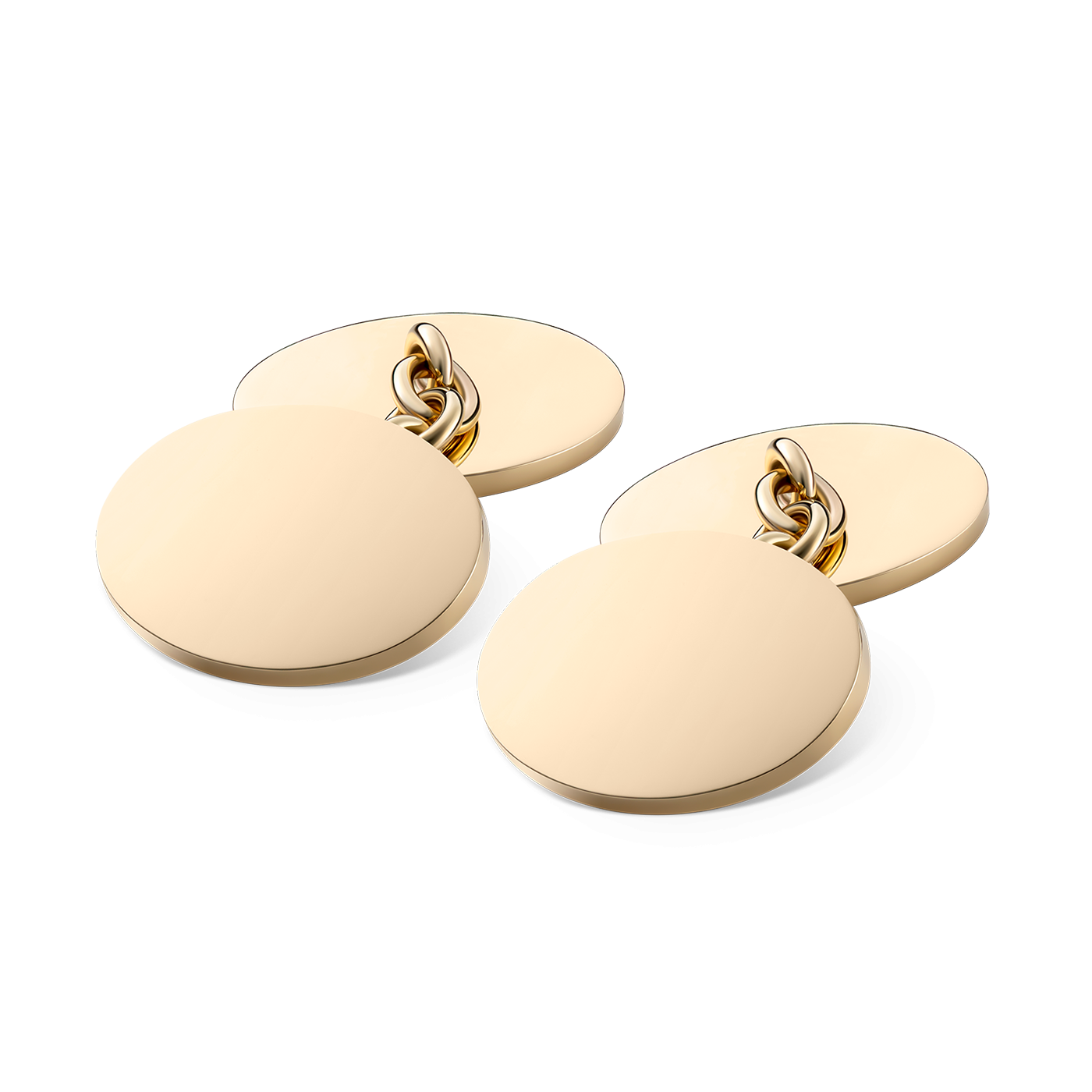 18ct Yellow Gold Cufflinks, Chain Linked Back